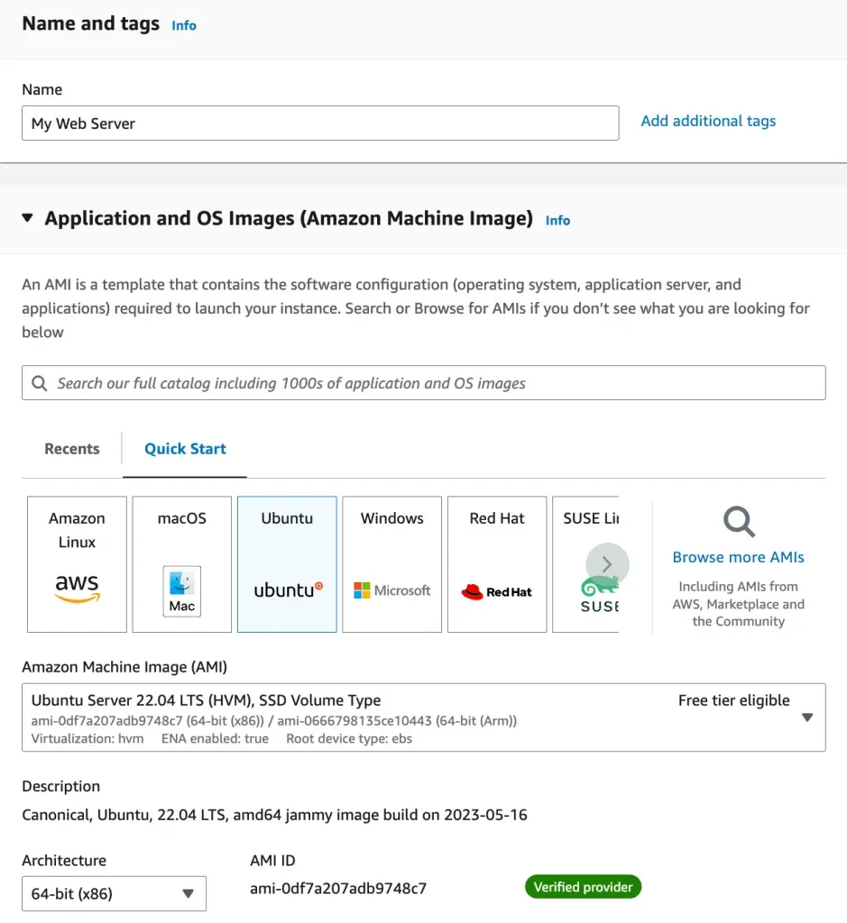 AWS EC2 Instance - Select AMI
